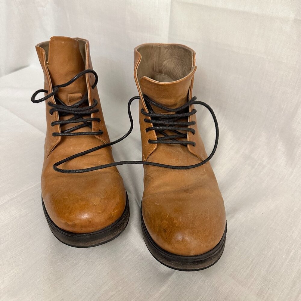 Marsell Sz 38.5  Brown Camel Lace Up Leather Boots